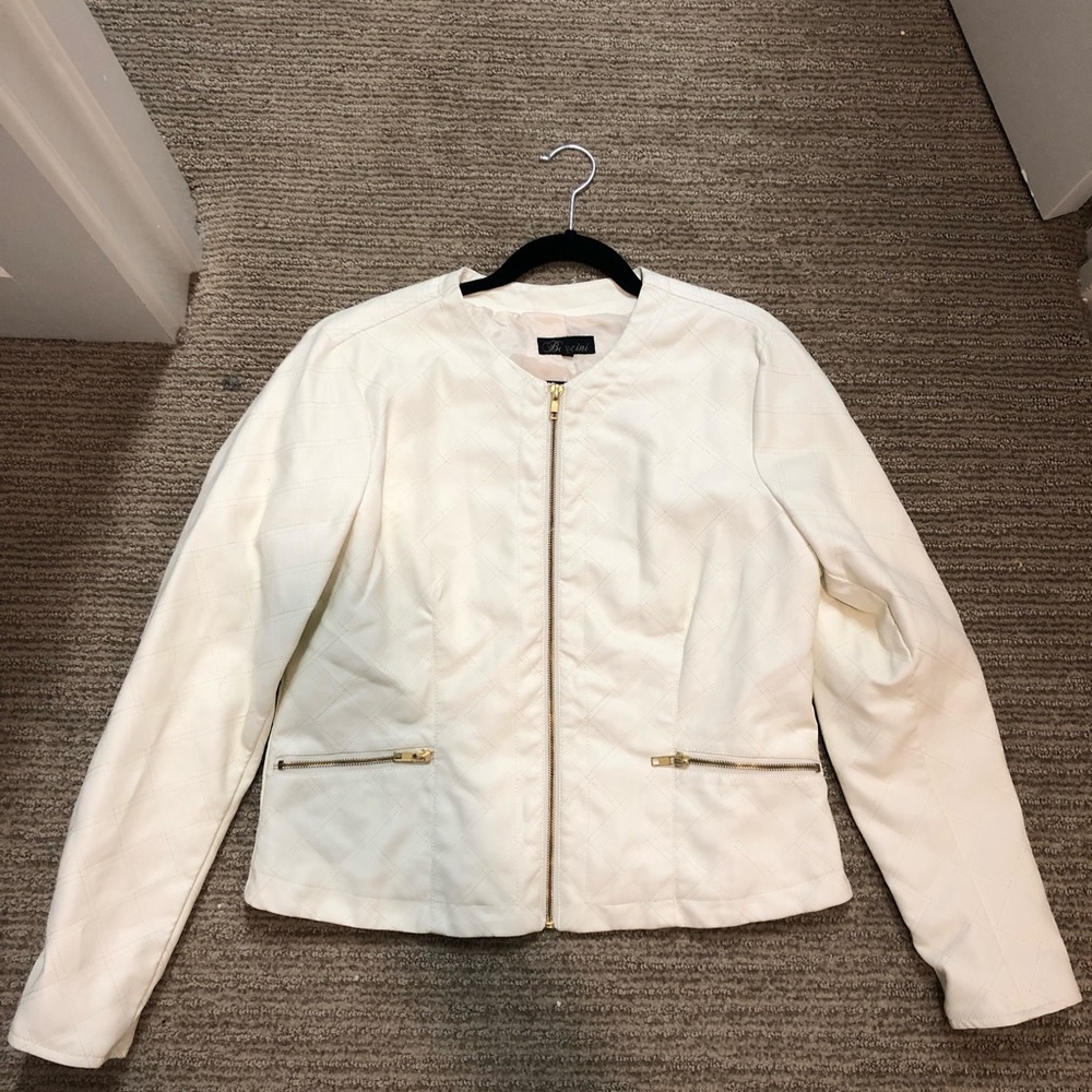 White faux leather jacket
